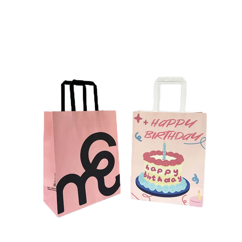 Custom Pink Birthday Gift Paper Bags with Unique Prints