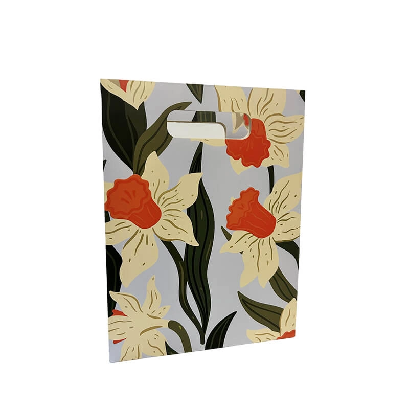 Ergonomic Die-Cut Handle Floral Paper Gift Bag