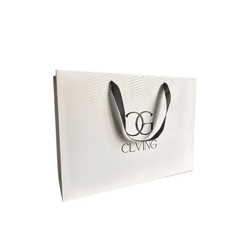 Full UV coated paper bag with flat handle and printed logo