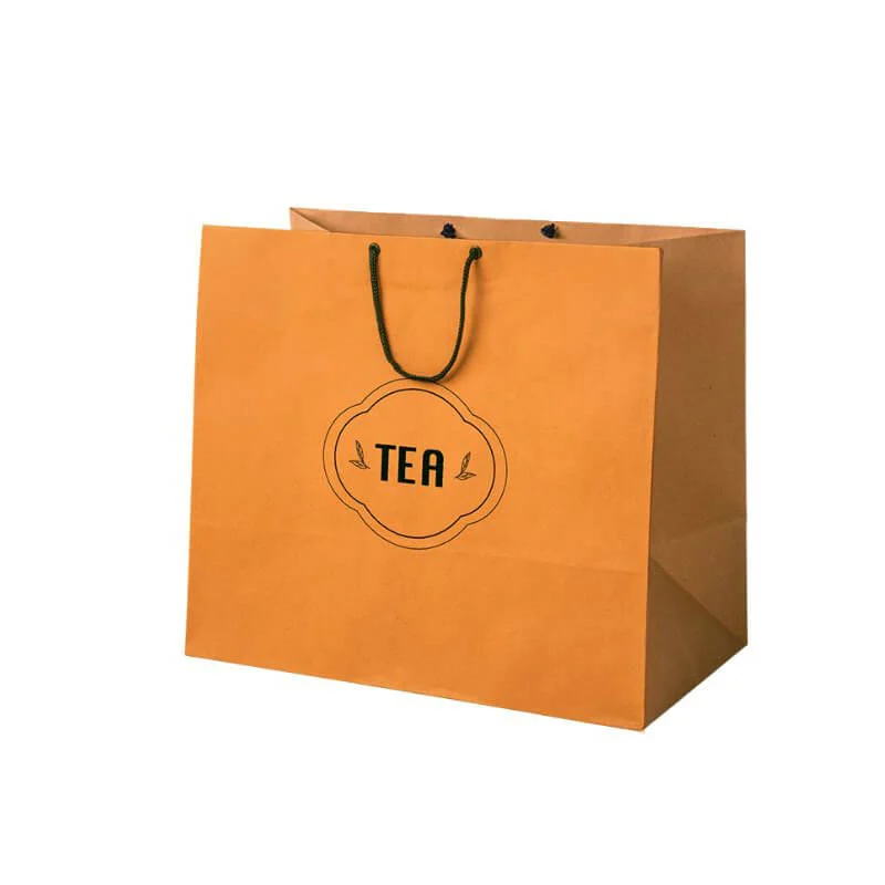 Orange Paper Bag with handle knote ends